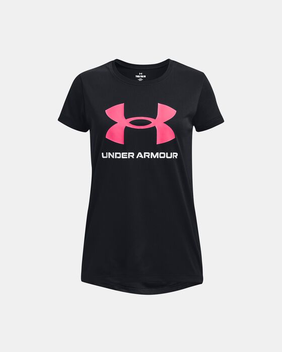 Girls' UA Techâ„¢ Print Fill Big Logo Short Sleeve image number 0