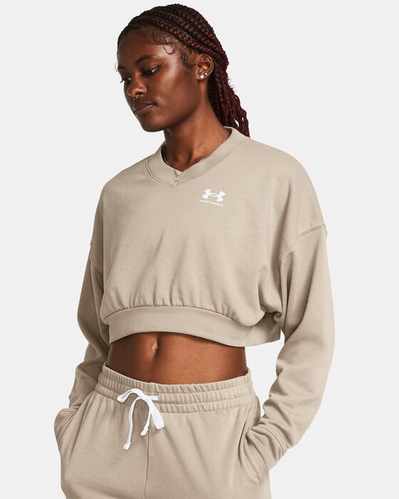 Women's UA Rival Terry Oversized Crop Crew image number 0